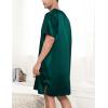 imageSWOMOG Mens Long Sleeve Nightshirt Satin Nightgown Winter Crewneck Sleepwear Buttonup Soft Pullover Loose Sleep ShirtShort Sleeve Dark Green