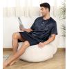 imageSWOMOG Mens Long Sleeve Nightshirt Satin Nightgown Winter Crewneck Sleepwear Buttonup Soft Pullover Loose Sleep ShirtShort Sleeve Dark Grey