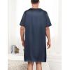 imageSWOMOG Mens Long Sleeve Nightshirt Satin Nightgown Winter Crewneck Sleepwear Buttonup Soft Pullover Loose Sleep ShirtShort Sleeve Dark Grey