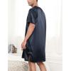 imageSWOMOG Mens Long Sleeve Nightshirt Satin Nightgown Winter Crewneck Sleepwear Buttonup Soft Pullover Loose Sleep ShirtShort Sleeve Dark Grey