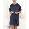 imageSWOMOG Mens Long Sleeve Nightshirt Satin Nightgown Winter Crewneck Sleepwear Buttonup Soft Pullover Loose Sleep ShirtShort Sleeve Dark Grey