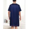 imageSWOMOG Mens Long Sleeve Nightshirt Satin Nightgown Winter Crewneck Sleepwear Buttonup Soft Pullover Loose Sleep ShirtShort Sleeve Dark Navy Blue