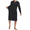 imageSWOMOG Mens Nightshirt Long Sleeve Nightgown Soft Loose Sleepwear Lightweight Nightwear Comfy Henley Sleep Shirt SXXLBlecked Black