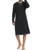 imageSWOMOG Mens Nightshirt Long Sleeve Nightgown Soft Loose Sleepwear Lightweight Nightwear Comfy Henley Sleep Shirt SXXLBlecked Black