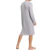 imageSWOMOG Mens Nightshirt Long Sleeve Nightgown Soft Loose Sleepwear Lightweight Nightwear Comfy Henley Sleep Shirt SXXLGery