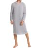imageSWOMOG Mens Nightshirt Long Sleeve Nightgown Soft Loose Sleepwear Lightweight Nightwear Comfy Henley Sleep Shirt SXXLGery