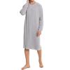 imageSWOMOG Mens Nightshirt Long Sleeve Nightgown Soft Loose Sleepwear Lightweight Nightwear Comfy Henley Sleep Shirt SXXLGery