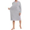 imageSWOMOG Mens Nightshirt Long Sleeve Nightgown Soft Loose Sleepwear Lightweight Nightwear Comfy Henley Sleep Shirt SXXLGery