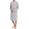 imageSWOMOG Mens Nightshirt Long Sleeve Nightgown Soft Loose Sleepwear Lightweight Nightwear Comfy Henley Sleep Shirt SXXLGery