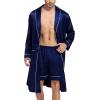 imageSWOMOG Mens Satin Robe Silky Kimono Bathrobe with Shorts Set Lightweight Soft Loungewear NightwearDark Navy Blue