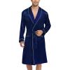 imageSWOMOG Mens Satin Robe Silky Kimono Bathrobe with Shorts Set Lightweight Soft Loungewear NightwearDark Navy Blue