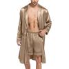 imageSWOMOG Mens Satin Robe Silky Kimono Bathrobe with Shorts Set Lightweight Soft Loungewear NightwearOpaue Couche