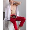 imageSWOMOG Mens Satin Silk Pajama Pant Long Pj Bottoms Soft Lounge Sleep Pants with PocketsA Red