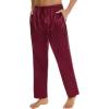 imageSWOMOG Mens Satin Silk Pajama Pant Long Pj Bottoms Soft Lounge Sleep Pants with PocketsA Wine Red