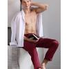 imageSWOMOG Mens Satin Silk Pajama Pant Long Pj Bottoms Soft Lounge Sleep Pants with PocketsA Wine Red