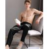 imageSWOMOG Mens Satin Silk Pajama Pant Long Pj Bottoms Soft Lounge Sleep Pants with PocketsB BlackBlack
