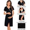 imageSWOMOG Women 3 in 1 DeliveryLaborNursing Nightgown Short Sleeve Pleated Maternity Sleepwear for BreastfeedingZfront Splitcarbon
