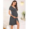imageSWOMOG Women 3 in 1 DeliveryLaborNursing Nightgown Short Sleeve Pleated Maternity Sleepwear for BreastfeedingZfront Splitdoe