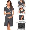 imageSWOMOG Women 3 in 1 DeliveryLaborNursing Nightgown Short Sleeve Pleated Maternity Sleepwear for BreastfeedingZfront Splitdoe