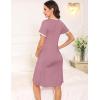 imageSWOMOG Women 3 in 1 DeliveryLaborNursing Nightgown Short Sleeve Pleated Maternity Sleepwear for BreastfeedingZfront Splitpaleiolet Red