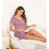 imageSWOMOG Women 3 in 1 DeliveryLaborNursing Nightgown Short Sleeve Pleated Maternity Sleepwear for BreastfeedingZfront Splitpaleiolet Red