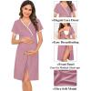 imageSWOMOG Women 3 in 1 DeliveryLaborNursing Nightgown Short Sleeve Pleated Maternity Sleepwear for BreastfeedingZfront Splitpaleiolet Red