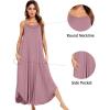 imageSWOMOG Women Long Nightgown Pajama Dress Soft Strap Nightdress Summer Sleeveless Nightshirt Lounge Dress with PocketsTaropurple