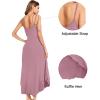imageSWOMOG Women Long Nightgown Pajama Dress Soft Strap Nightdress Summer Sleeveless Nightshirt Lounge Dress with PocketsTaropurple