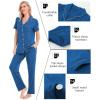 imageSWOMOG Women Pajama Sets TwoPiece Nightwear Short Sleeve Sleepwear Button Down Pj Lounge Sets with Long PantsRoyal Blue
