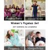 imageSWOMOG Women Pajama Sets TwoPiece Nightwear Short Sleeve Sleepwear Button Down Pj Lounge Sets with Long PantsRoyal Blue
