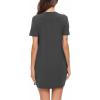 imageSWOMOG Womens Button Down Nightgown Short Sleeve Nightshirt VNeck Sleepwear Boyfriend Sleepshirt Pajama DressDeep Grey