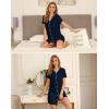 imageSWOMOG Womens Button Down Nightgown Short Sleeve Nightshirt VNeck Sleepwear Boyfriend Sleepshirt Pajama DressNavy Blue