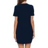 imageSWOMOG Womens Button Down Nightgown Short Sleeve Nightshirt VNeck Sleepwear Boyfriend Sleepshirt Pajama DressNavy Blue