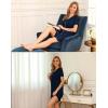 imageSWOMOG Womens Button Down Nightgown Short Sleeve Nightshirt VNeck Sleepwear Boyfriend Sleepshirt Pajama DressNavy Blue