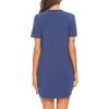 imageSWOMOG Womens Button Down Nightgown Short Sleeve Nightshirt VNeck Sleepwear Boyfriend Sleepshirt Pajama DressNavy Blueblack