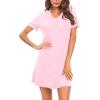 imageSWOMOG Womens Button Down Nightgown Short Sleeve Nightshirt VNeck Sleepwear Boyfriend Sleepshirt Pajama DressPinkblack