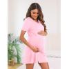 imageSWOMOG Womens Button Down Nightgown Short Sleeve Nightshirt VNeck Sleepwear Boyfriend Sleepshirt Pajama DressPinkblack