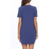 imageSWOMOG Womens Button Down Nightgown Short Sleeve Nightshirt VNeck Sleepwear Boyfriend Sleepshirt Pajama DressRoyal Blue