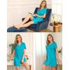 imageSWOMOG Womens Button Down Nightgown Short Sleeve Nightshirt VNeck Sleepwear Boyfriend Sleepshirt Pajama DressTurquoise
