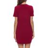 imageSWOMOG Womens Button Down Nightgown Short Sleeve Nightshirt VNeck Sleepwear Boyfriend Sleepshirt Pajama DressWine Red