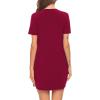 imageSWOMOG Womens Button Down Nightgown Short Sleeve Nightshirt VNeck Sleepwear Boyfriend Sleepshirt Pajama DressWine Redblack