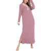 imageSWOMOG Womens Nightgown Long Sleeve Sleep Shirts Oversized Sleep Dress Long Soft Housecoat With PocketsTaro Purple