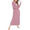 imageSWOMOG Womens Nightgown Long Sleeve Sleep Shirts Oversized Sleep Dress Long Soft Housecoat With PocketsTaro Purple