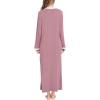 imageSWOMOG Womens Nightgown Long Sleeve Sleep Shirts Oversized Sleep Dress Long Soft Housecoat With PocketsTaro Purple