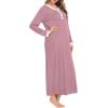 imageSWOMOG Womens Nightgown Long Sleeve Sleep Shirts Oversized Sleep Dress Long Soft Housecoat With PocketsTaro Purple