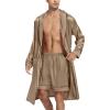 imageSWOMOG Mens Satin Robe Silky Kimono Bathrobe with Shorts Set Lightweight Soft Loungewear NightwearOpaue Couche