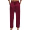 imageSWOMOG Mens Satin Silk Pajama Pant Long Pj Bottoms Soft Lounge Sleep Pants with PocketsA Wine Red