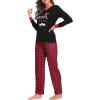 imageSWOMOG Couple Pajama Set Christmas Matching Family Long Sleeve Pj Set Xmas Printed Sleepwear MenampampWomen Plaid Pant with PocketBlack Merry Christmasplaid