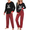 imageSWOMOG Couple Pajama Set Christmas Matching Family Long Sleeve Pj Set Xmas Printed Sleepwear MenampampWomen Plaid Pant with PocketMerry Christmasplaid