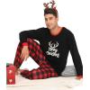 imageSWOMOG Couple Pajama Set Christmas Matching Family Long Sleeve Pj Set Xmas Printed Sleepwear MenampampWomen Plaid Pant with PocketMerry Christmasplaid